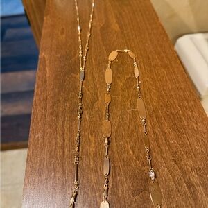 Kendra Scott Rose Gold Crowley Oval Link Necklace & Matching Lariat Y Necklace